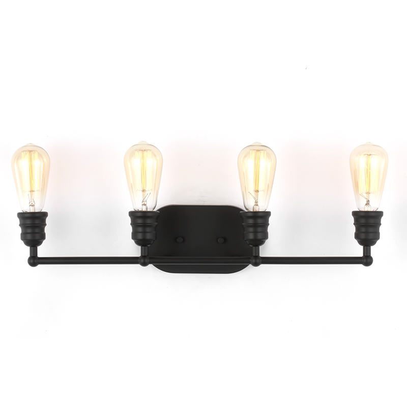 Modern Matte Black Vanity Metal 4 Lights Wall Sconces Lamp Light For Bathroom Mirror Living Room Lighting Fixtures