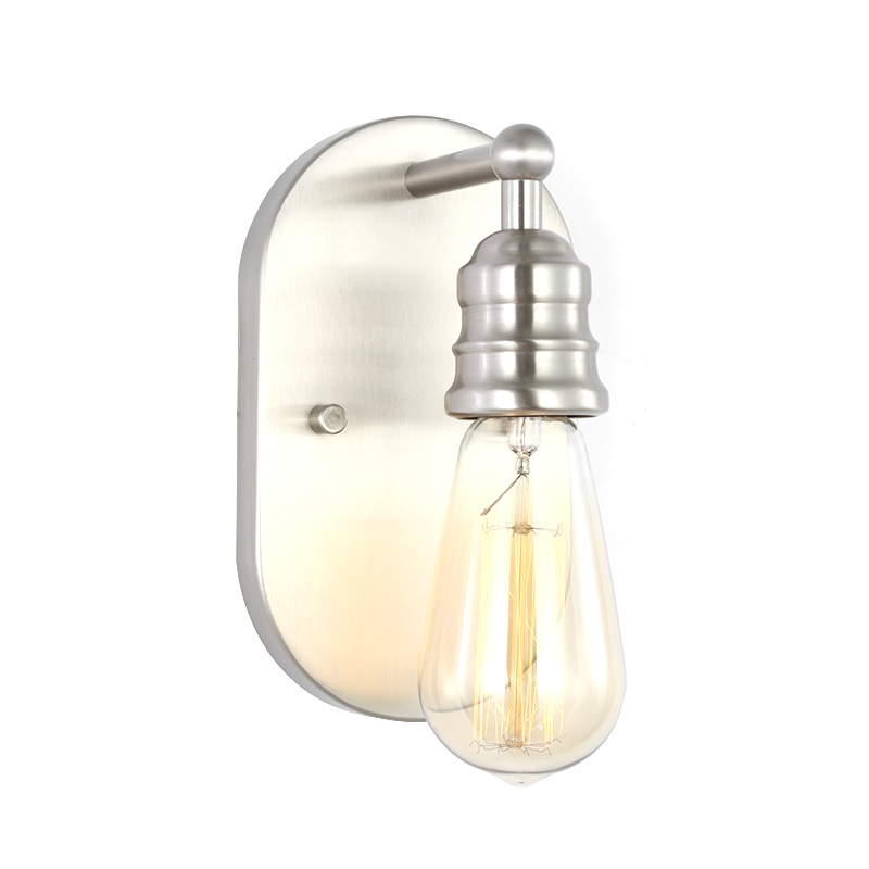 Modern Decorative Brushed Nickel Single Light Indoor Bathroom Light Fixtures Vanity Light Sconce Fixtures Mounted Wall Lamp